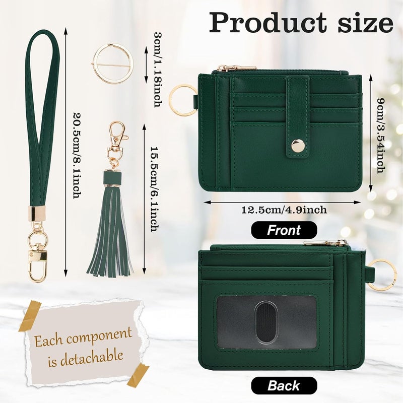 KNGITRYI Small Wristlet Wallets for Women RFID Credit Card Holder Wallet Keychain Wristlet Wallet Credit Card Wallets for Women (Dark Green) - Image 2